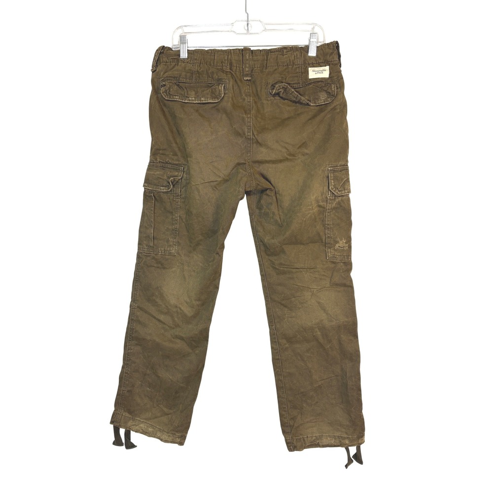 VTG Abercrombie & Fitch Cargo Pants Men 32x30 Olive Green Distressed Utility Y2K - Picture 10 of 11